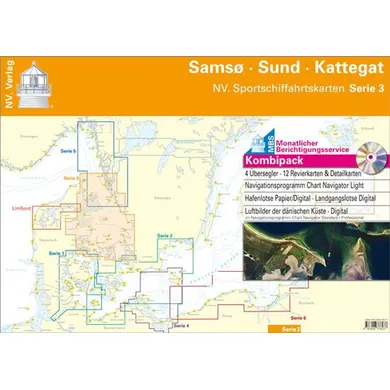 NV Charts båtsportkart over Danmark serie 3: Samsø, Øresund og Kattegat