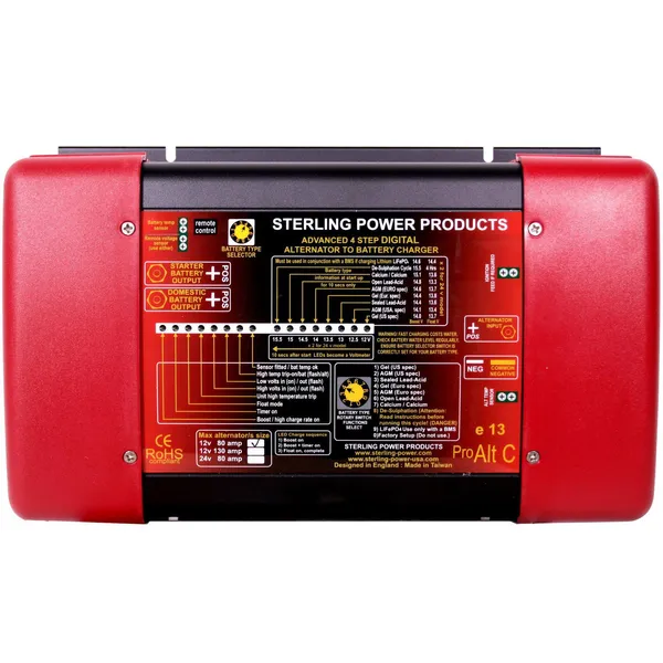 Sterling dynamo til batteri - 4 stegs digital splitter/lader 80A/12V