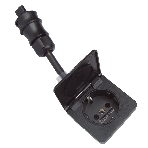 Ratio landstrøm enkel veggkontakt innfelt Schuko svart