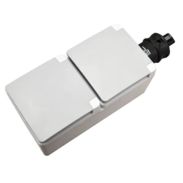 Ratio landstrøm dobbel veggkontakt utenpåliggende Schuko IP55