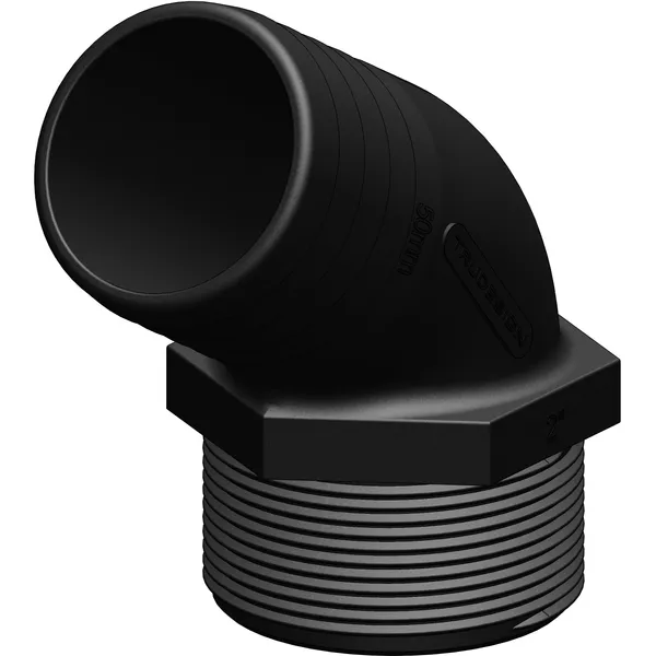 Trudesign 2" (50 mm) gjenget til 50mm slange 120° slangekobling i kompositt