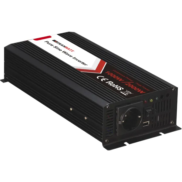 Skanbatt SBP1000-12 1000W ren sinus-inverter med trådløs fjernkontroll