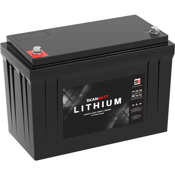 Skanbatt Bluetooth Litium 12V LiFePo4 batteri 100Ah med 150A BMS