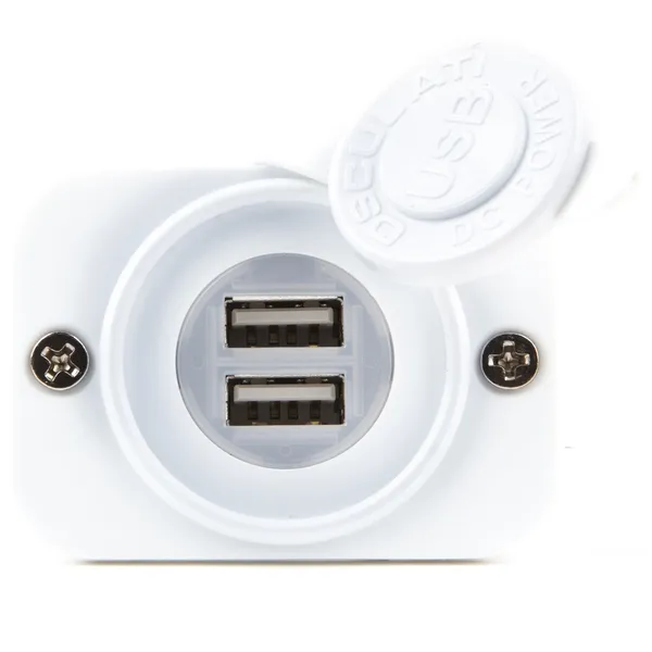 Dobbel innfellbar USB-kontakt (hvit) 12V