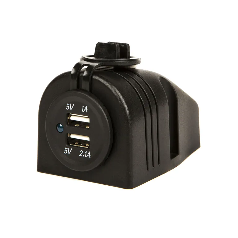 Utenpåliggende dobbelt 12/24V USB-uttak