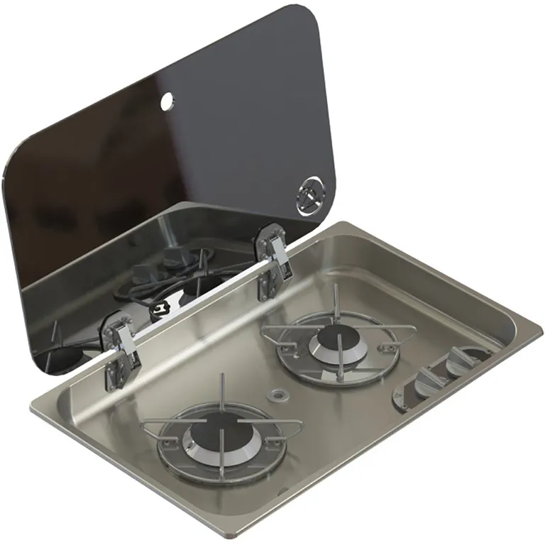 Navy Load Stainless Steel Hob 2 koketopp med 2 bluss og lokk, nedfellbar