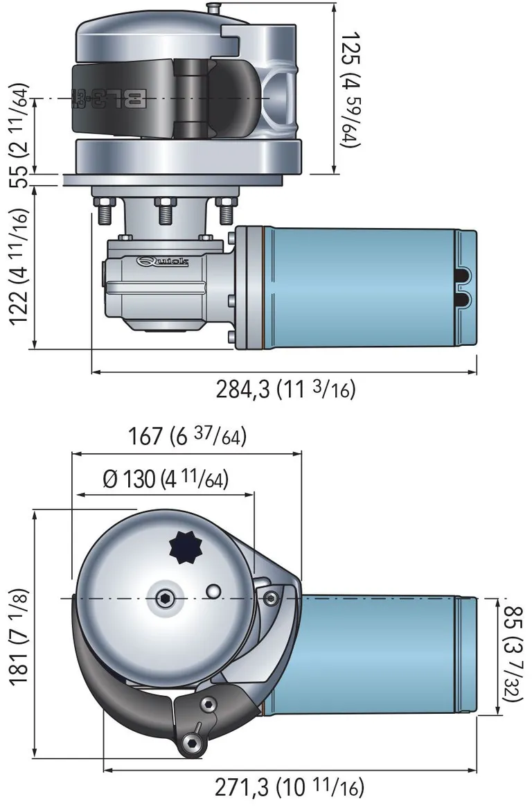 Quick Balder BL3 12V 600W ankervinsj, 6 mm kjetting, frittfall, kabelar høyre