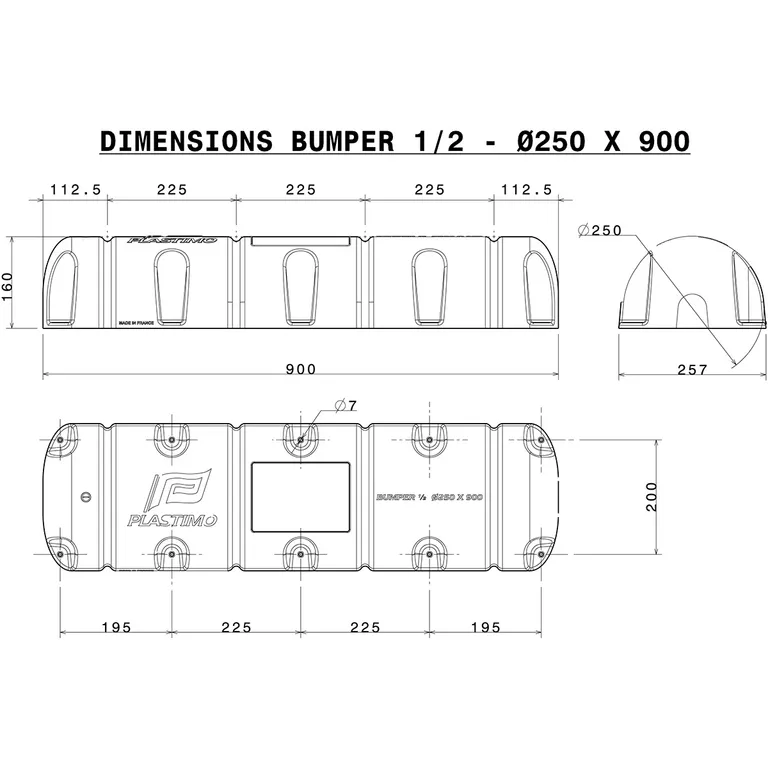 Plastimo bryggefender HVIT, mod: 1/2-25x90cm