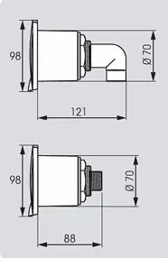Plastimo spyleuttak med hvit lokk og rett tilkobling