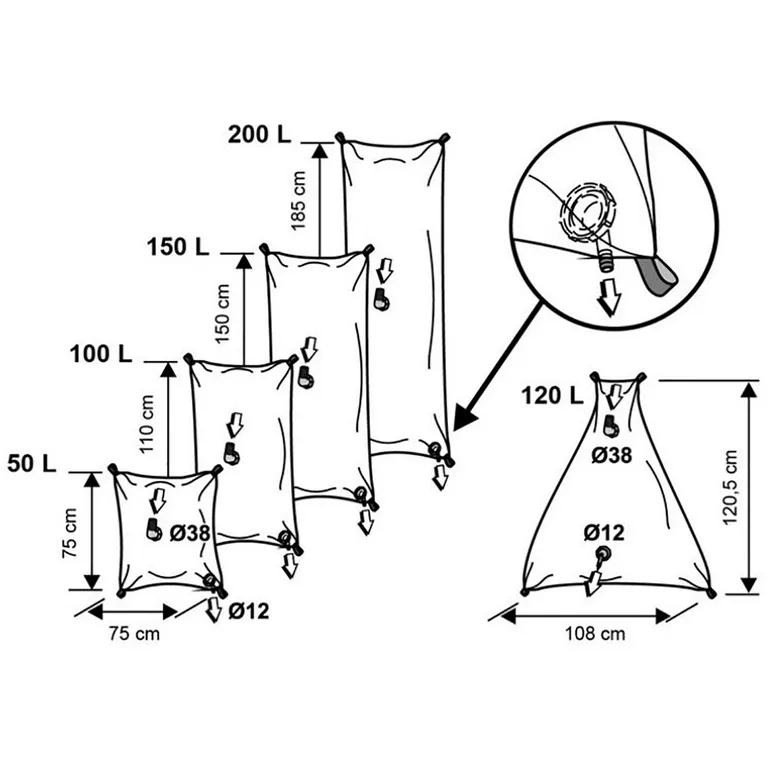 Plastimo fleksibel vanntank på 120L (108x120x25cm) trekantet