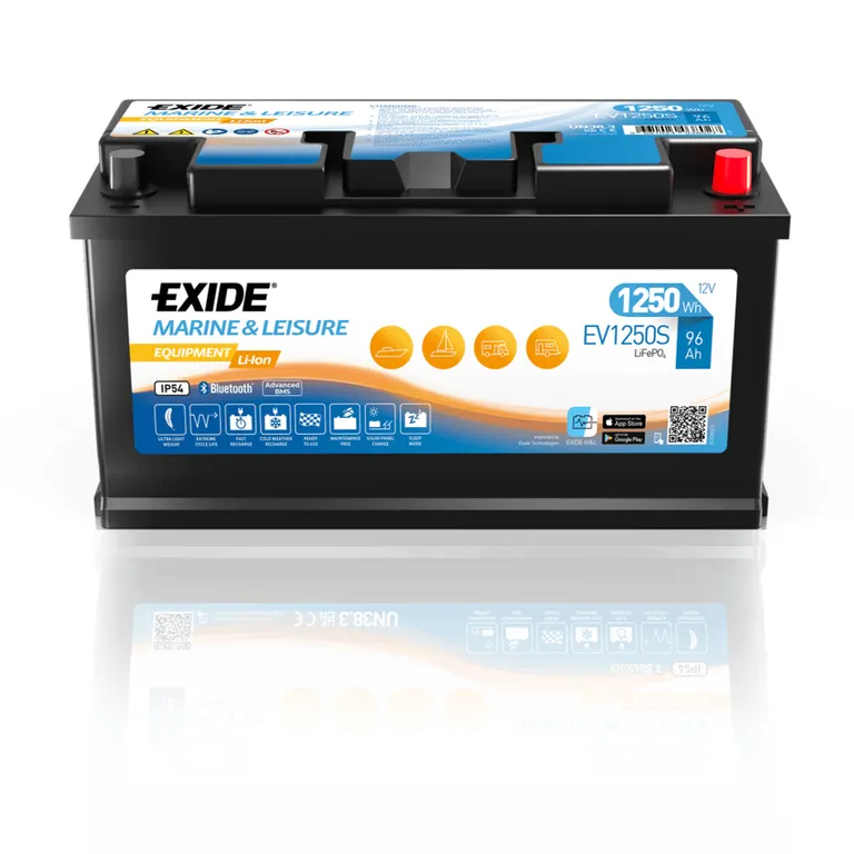 Exide EV1250S Equipment Li-ion 12V 96Ah Lithium LifePO4-batteri-100A BMS-HEAT