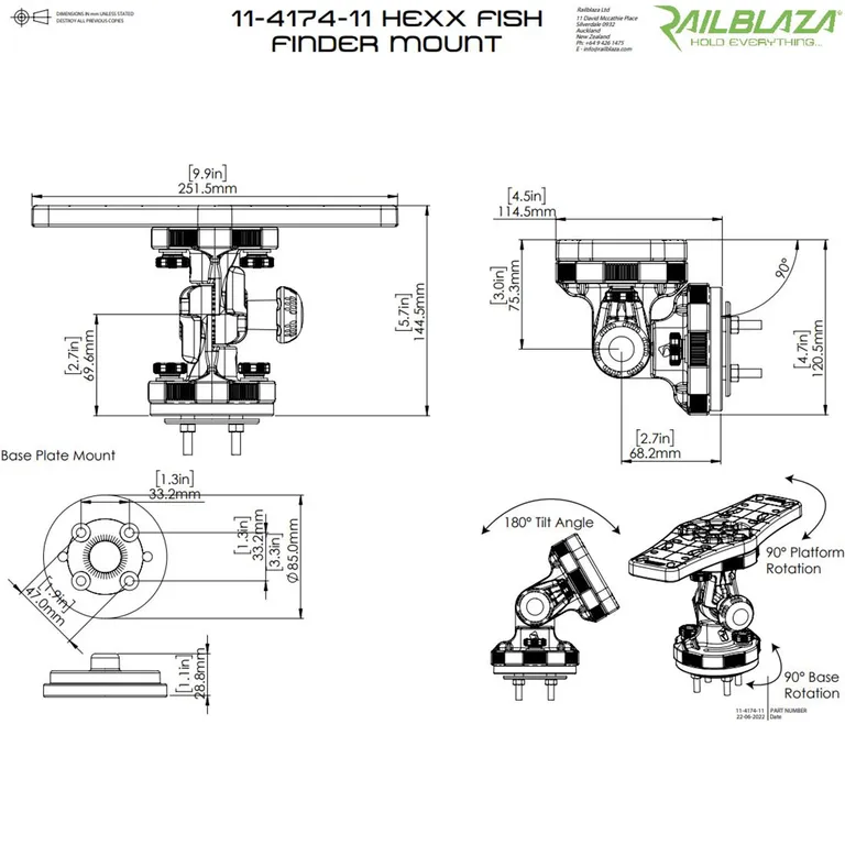 Railblaza HEXX justerbar kartplotterbrakett
