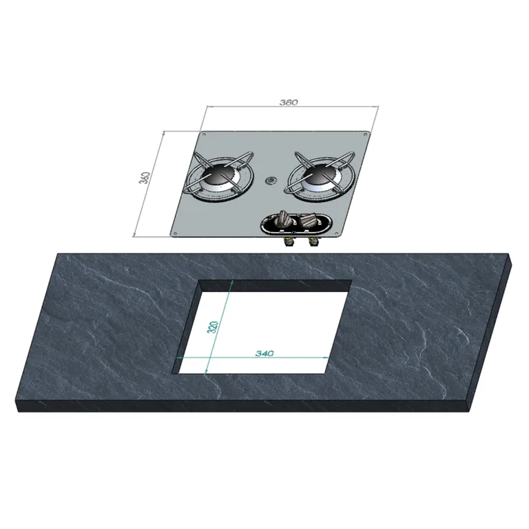 Osculati koketopp med 2 bluss 380x360mm