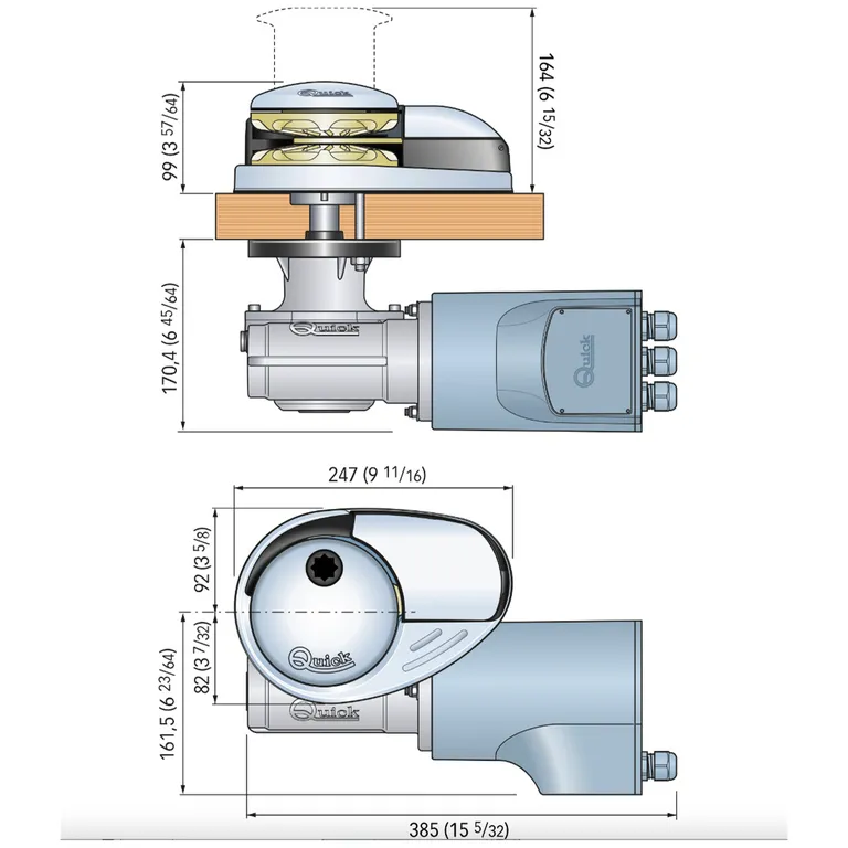 Quick Prince DP3 1500D ankervinsj 1500W 12v, 10 mm kabelar og trommel