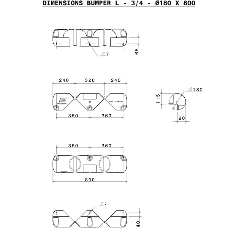 Plastimo Bryggefender blå, fleksibel, ø18x80cm
