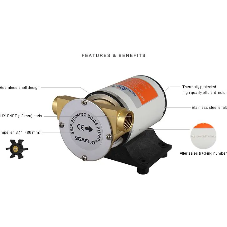 Seaflo 30LPM selvsugende lensepumpe (12V)