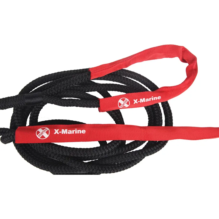 Fortøyningstau med slitehylser 16mm, 6m flettet sort