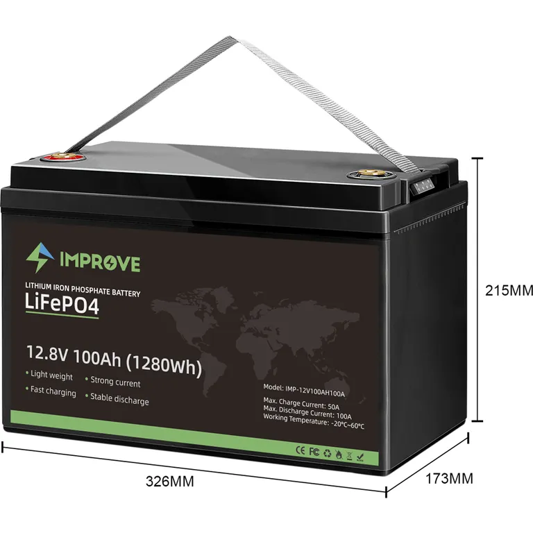 Improve Lithium BT 12V LiFePO4 batteri 100Ah med 100A BMS, Bluetooth