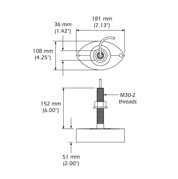 Raymarine gjennomgående bronsegiver, B258 50/200 kHz