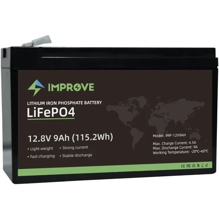 Improve Lithium 12V LiFePO4 batteri 9Ah med 9A BMS