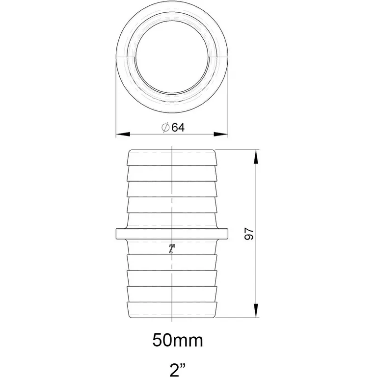 Trudesign skjøtestykke rett. med Ø50/50mm