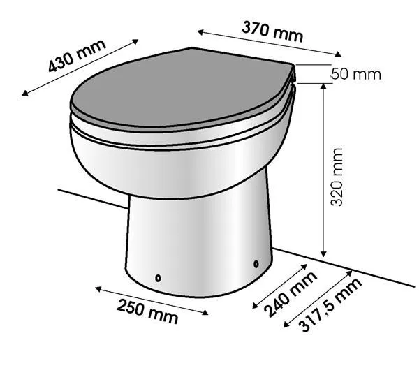 Sanimarin SN31 elektrisk toalett, 12V med ECO-spyling og elektronisk panel