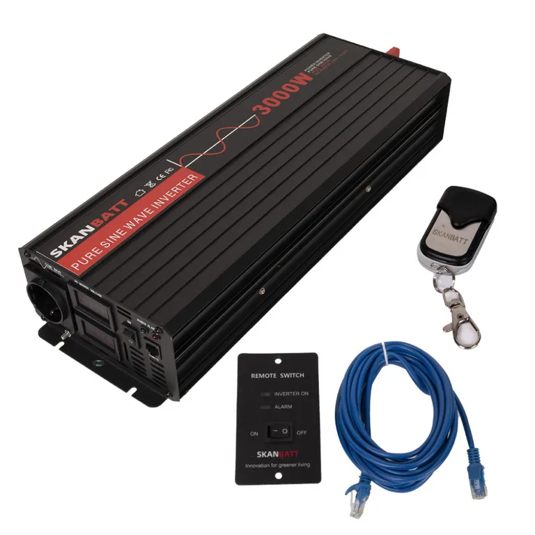 WPSW-R 3000W ren sinus-inverter m/trådløs fjernkontroll - 12Volt 