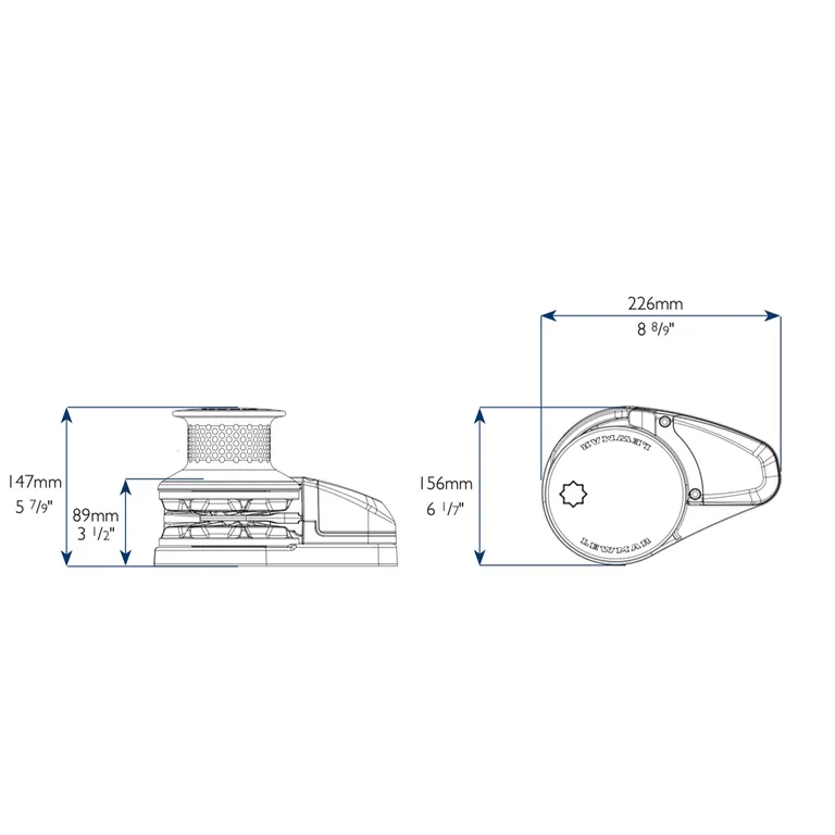 Lewmar VX2 700W 12V ankervinsj for 7mm kjetting