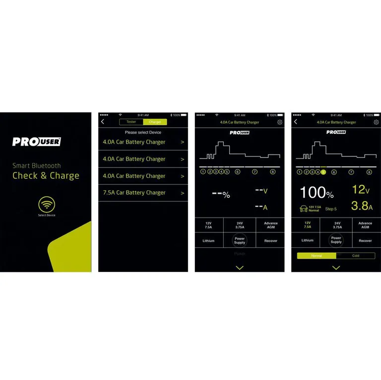 Pro User batterilader med Bluetooth 6v/12v 4A
