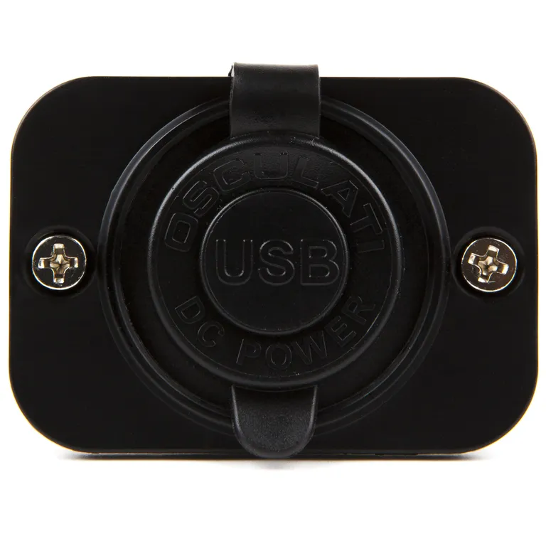 Dobbel innfellbar USB-kontakt (svart) 12V