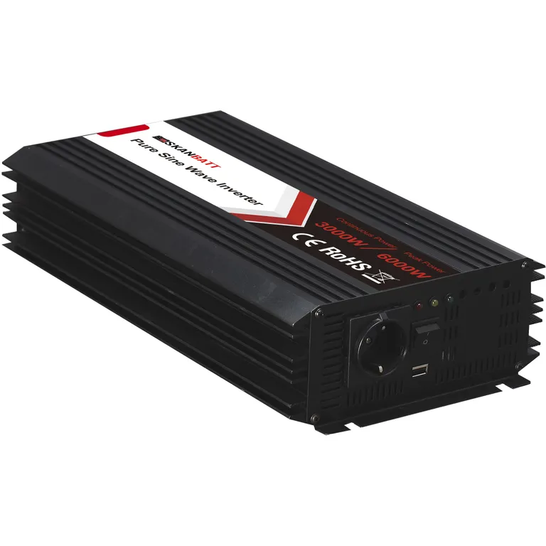 Skanbatt SBP3000-12 3000W ren sinus-inverter med trådløs fjernkontroll