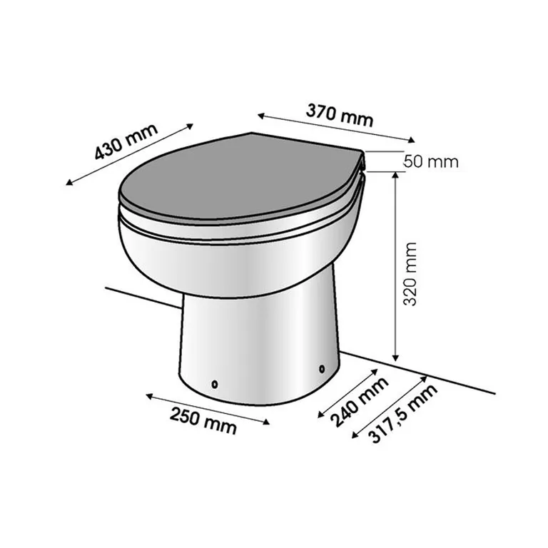 Sanimarin SN31C elektrisk toalett, 24V med manuelt kontrollpanel