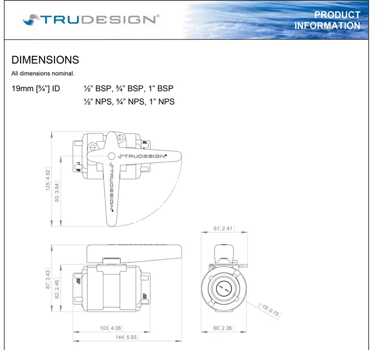 Trudesign Kuleventil BSP 1/2" (13 mm)