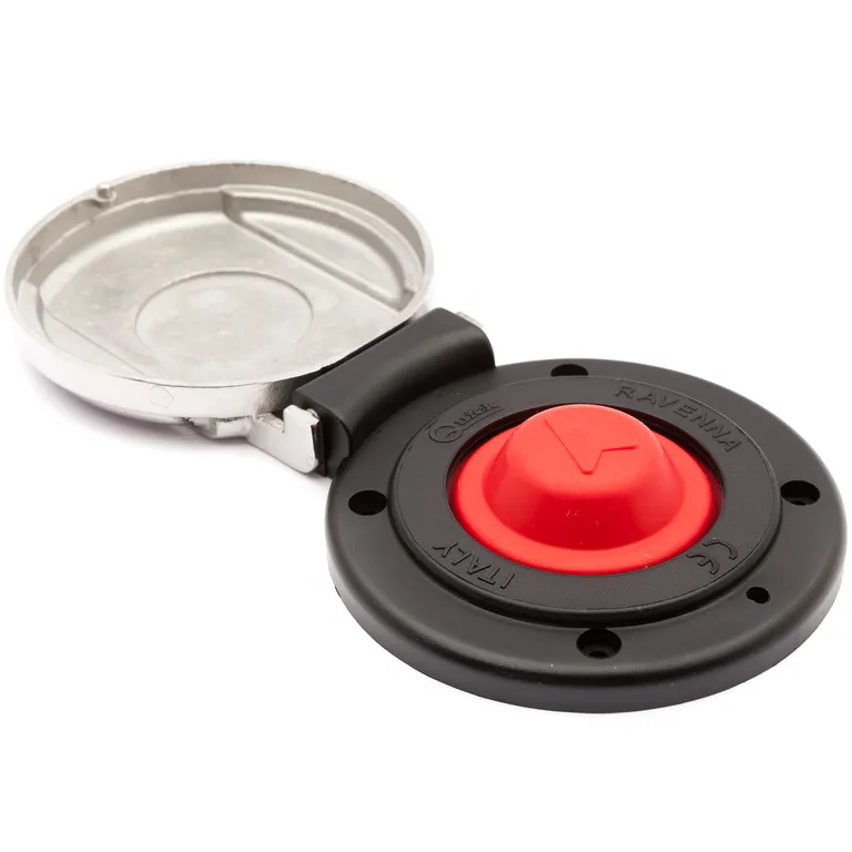 Quick fotbryter, sort med rustfritt lokk, opp