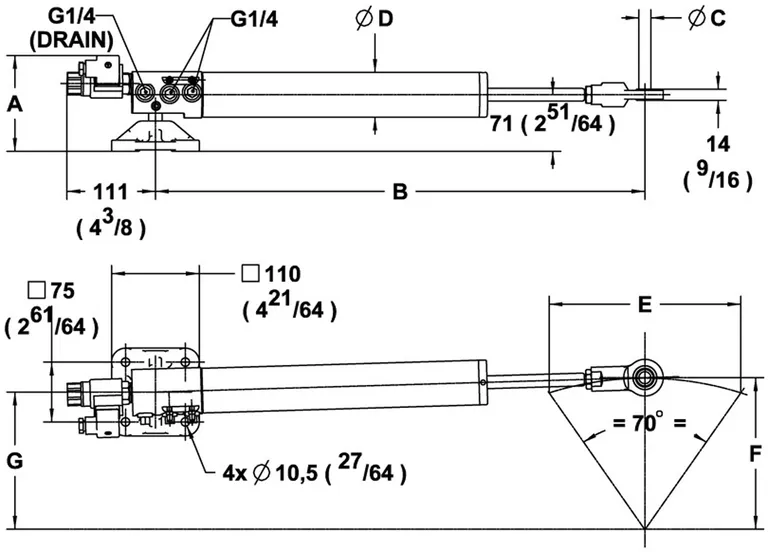 Hydraulisk lineær drivenhet HL40