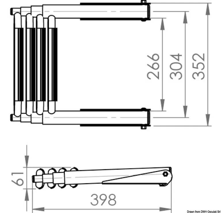 Osculati rustfri teleskopisk badestige med 4 trinn