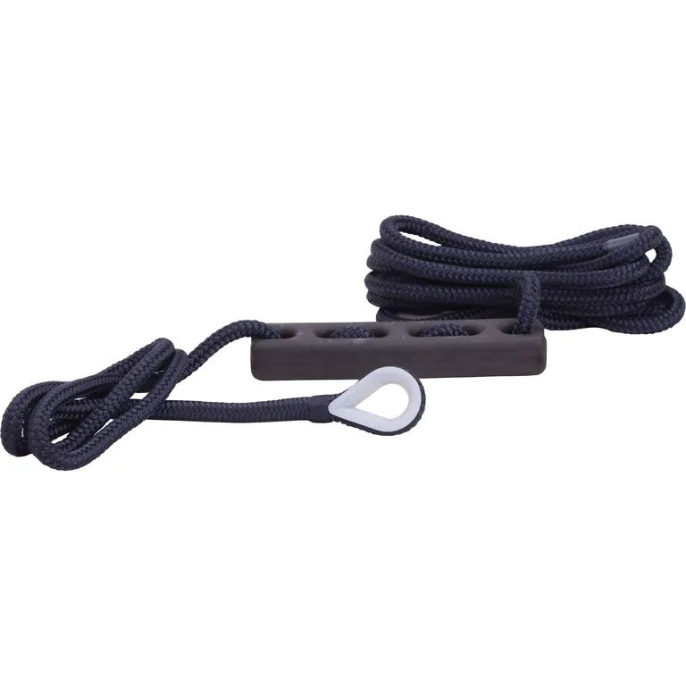 Fortøyningstau med kause og fjær, 14mm, lengde 6m