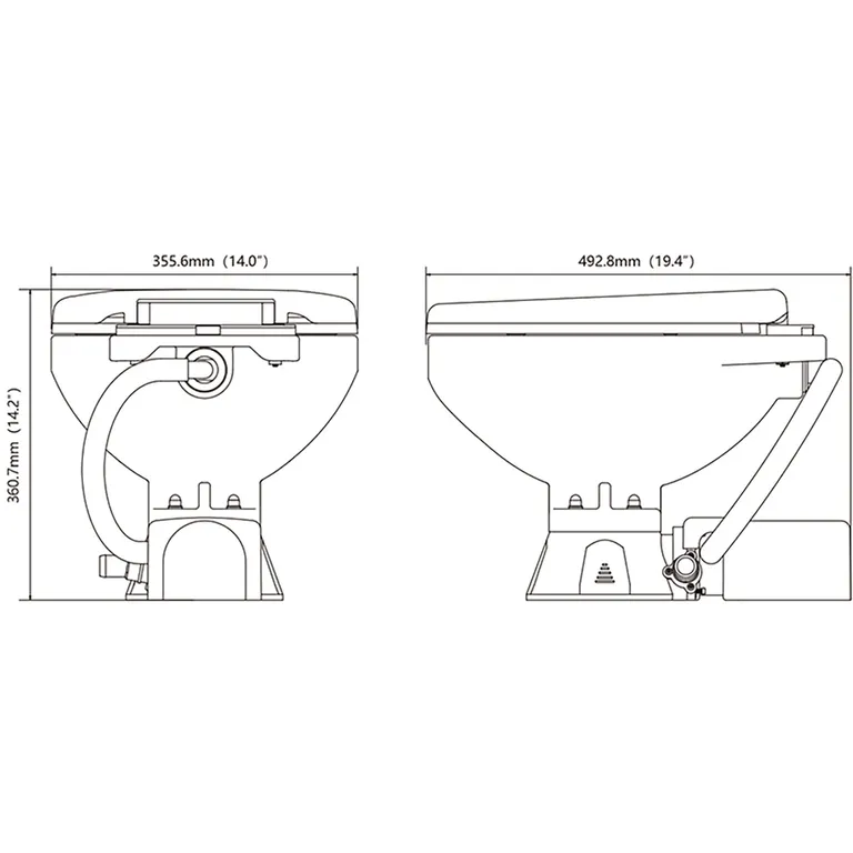 Seaflo Elektrisk toalett regular med soft close sete og lokk 12 Volt