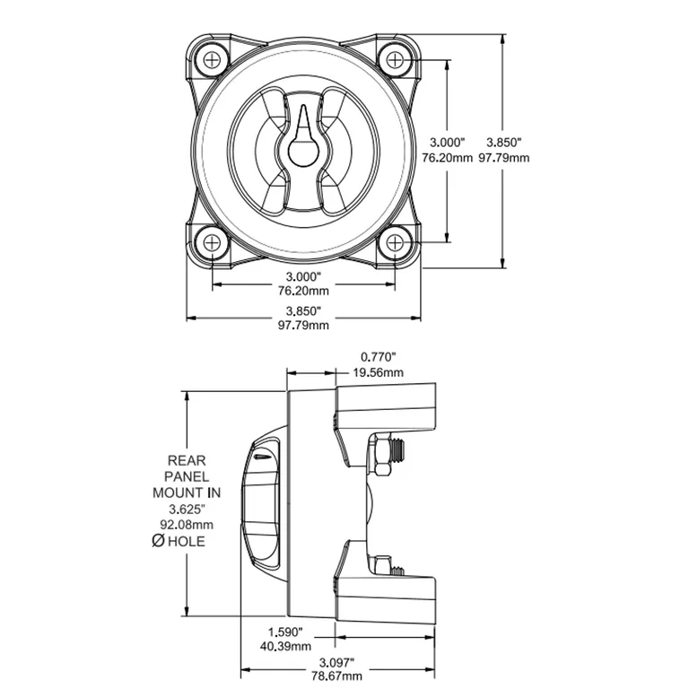 Blue Sea Hovedbryter Dobbel 350A E-serie – 2-polet