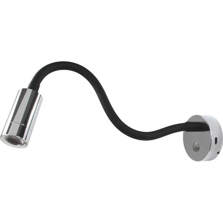 Aries LED vegglampe med flexarm USB-C kontakt 2 Watt, 12 / 24Volt