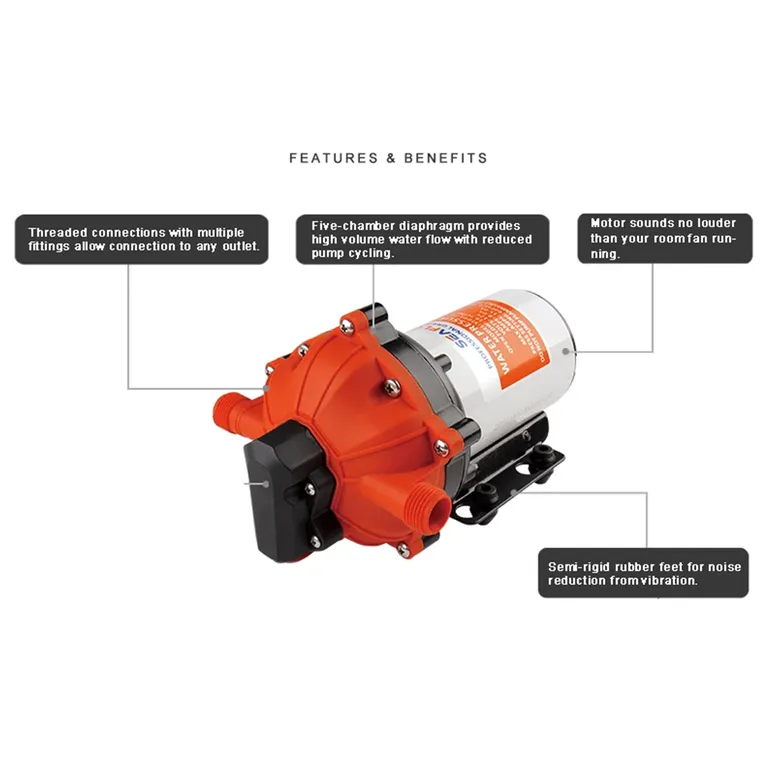 Seaflo Trykkvannspumpe 12V 60psi 18,9l