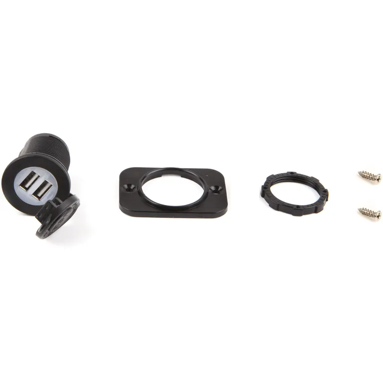 Dobbel innfellbar USB-kontakt (svart) 12V