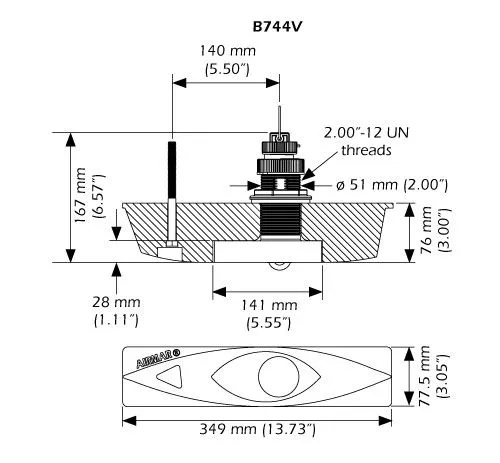 Furuno 525ST-MSD gjennomgående bronsegiver dybde, fart og temperatur