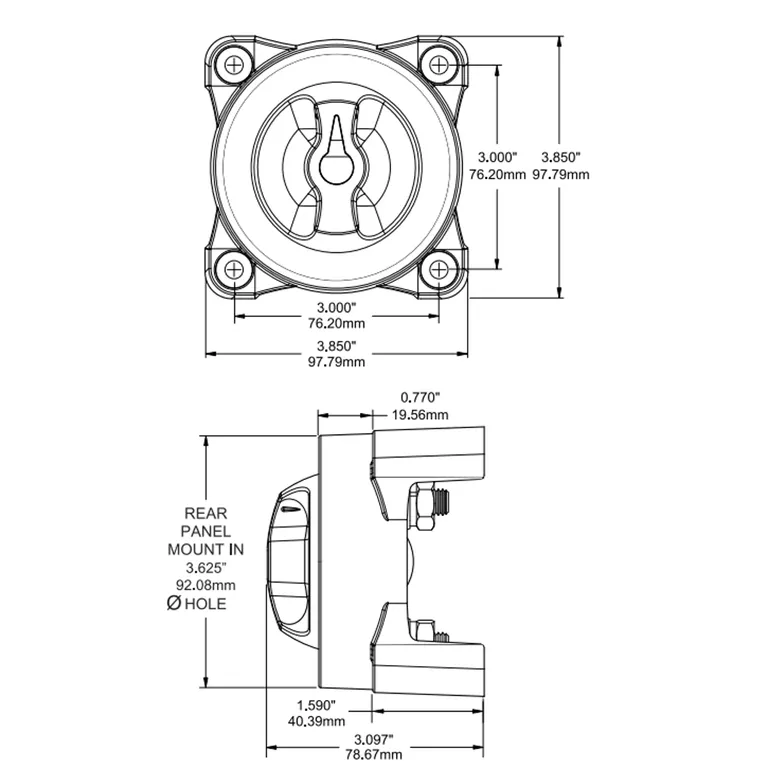 Blue Sea Hovedbryter Dobbel Plus 350A E-serie – Off/On/Combine
