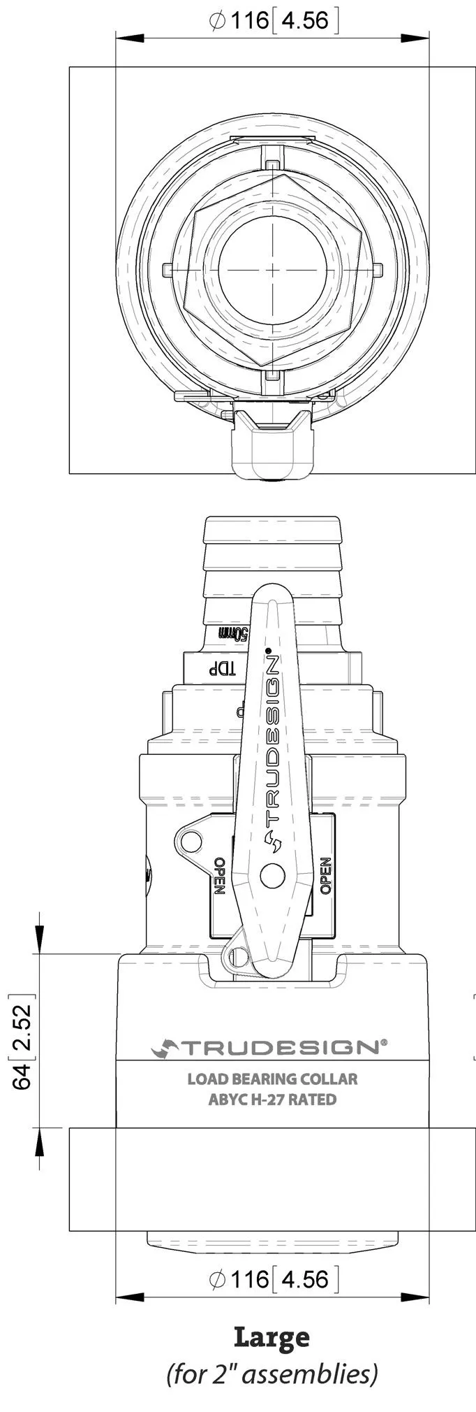 Trudesign forsterkning for 2" gjennomføring.
