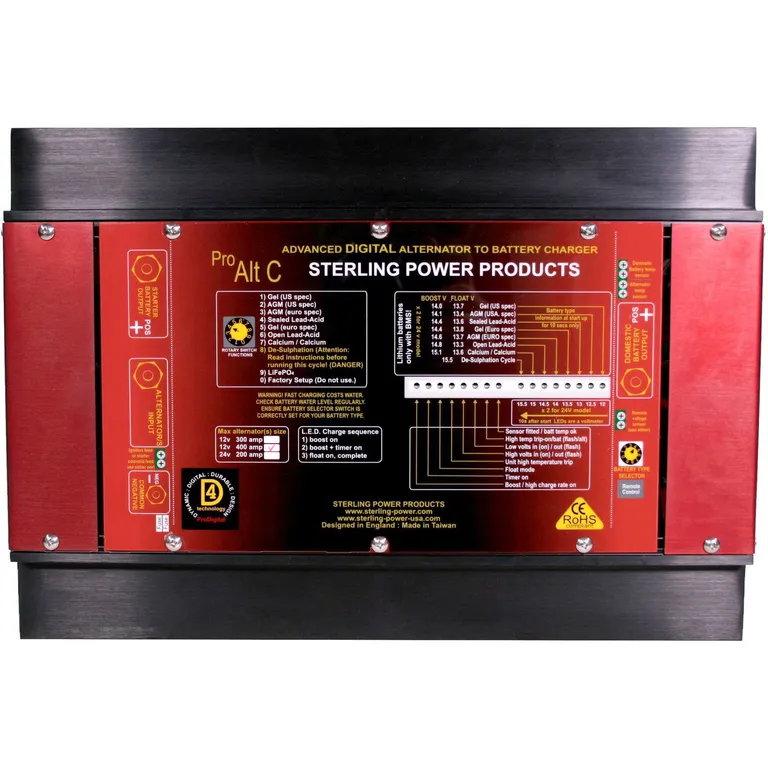 Sterling dynamo til batteri - 4 stegs digital splitter/lader 160A/12V