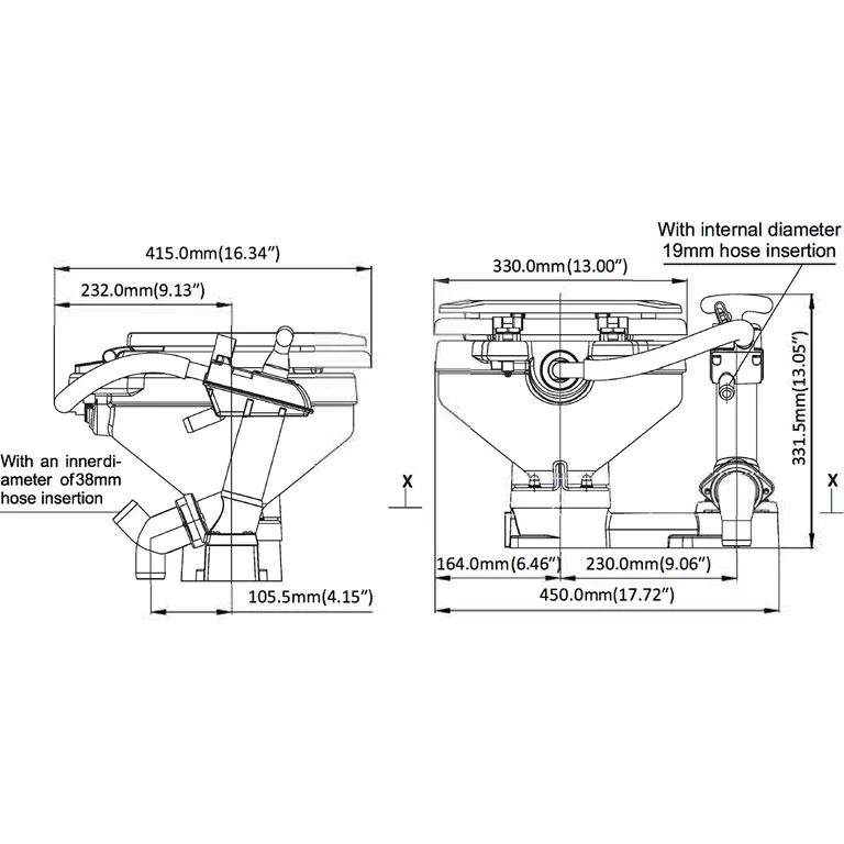 Seaflo Manuelt Toalett Compact Twist n' Lock