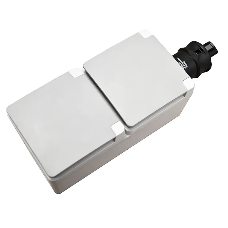 Ratio landstrøm dobbel veggkontakt utenpåliggende Schuko IP55