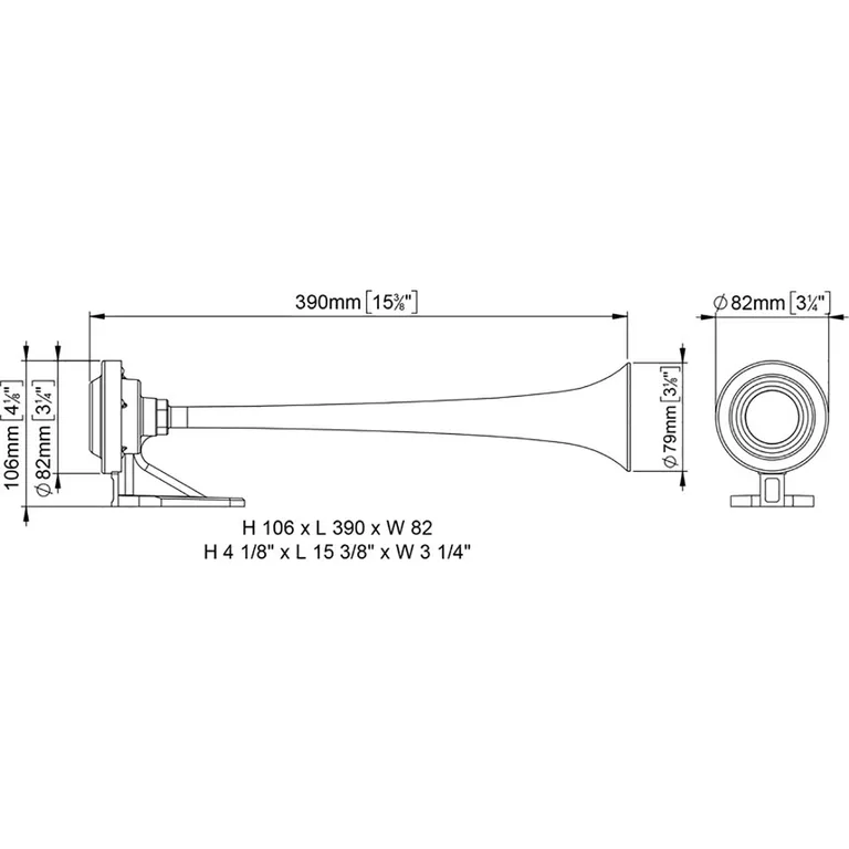 Marco trompethorn med kompressor i forkrommet plast 24V