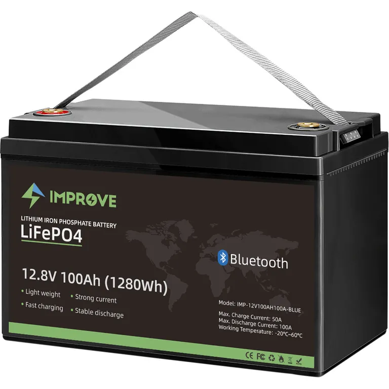 Improve Lithium BT 12V LiFePO4 batteri 100Ah med 100A BMS, Bluetooth